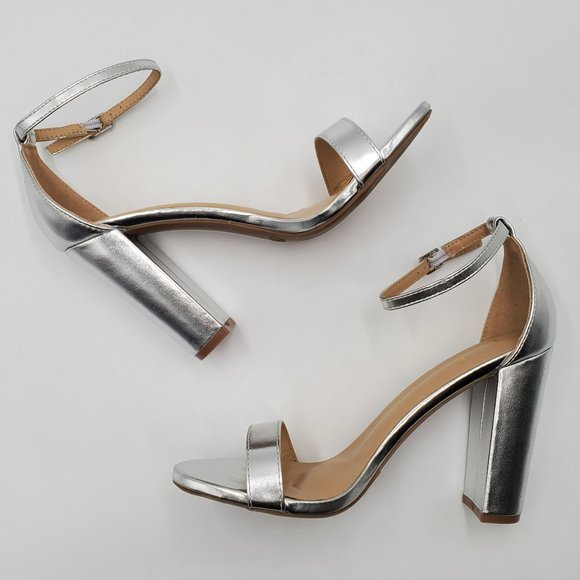 Lulu's Silver Ankle Strap Block Heels - Picture 5 of 16